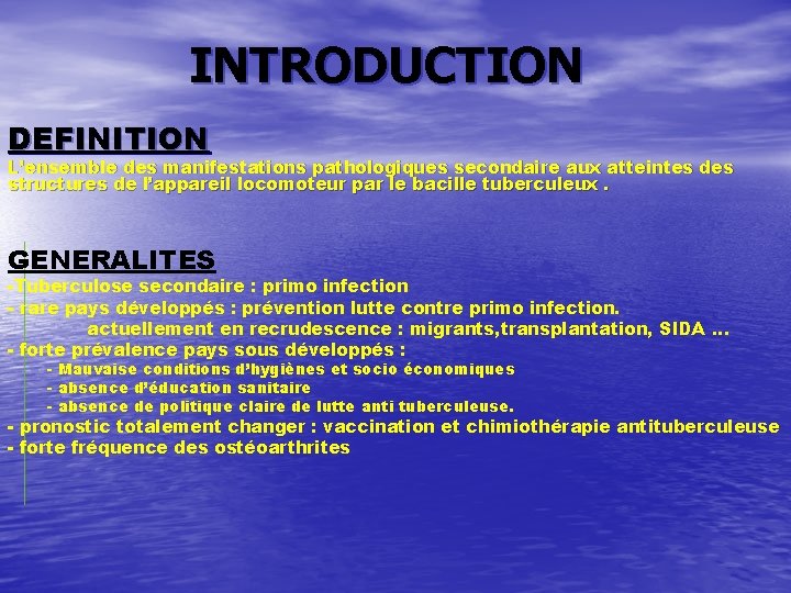 INTRODUCTION DEFINITION L’ensemble des manifestations pathologiques secondaire aux atteintes des structures de l’appareil locomoteur