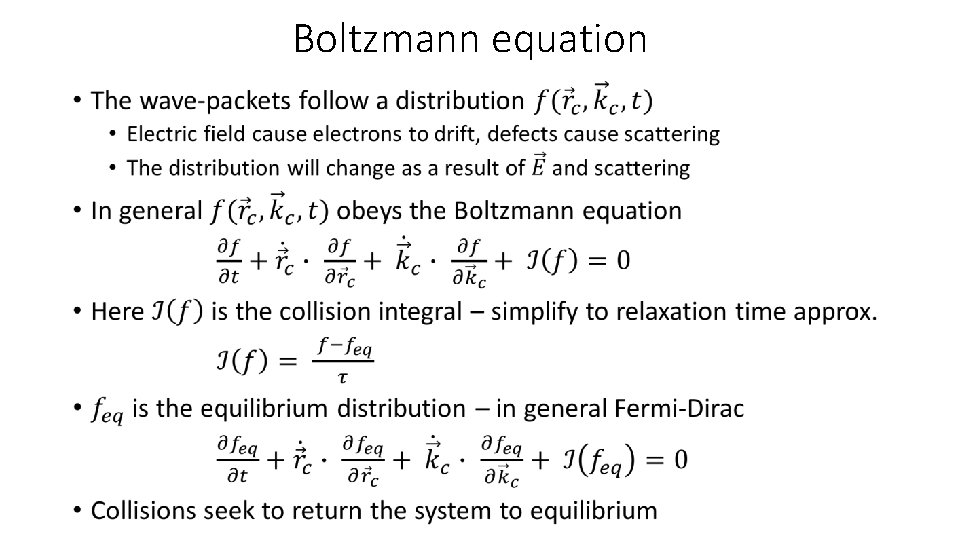 Boltzmann equation • 
