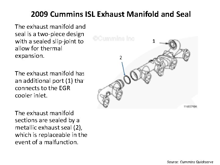 2009 Cummins ISL Exhaust Manifold and Seal The exhaust manifold and seal is a