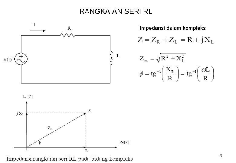 RANGKAIAN SERI RL Impedansi dalam kompleks 6 