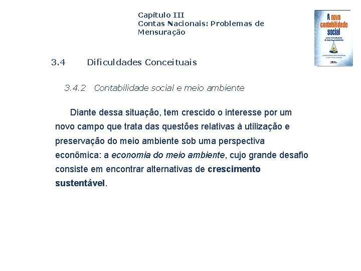 Capítulo III Contas Nacionais: Problemas de Mensuração 3. 4 Dificuldades Conceituais 3. 4. 2