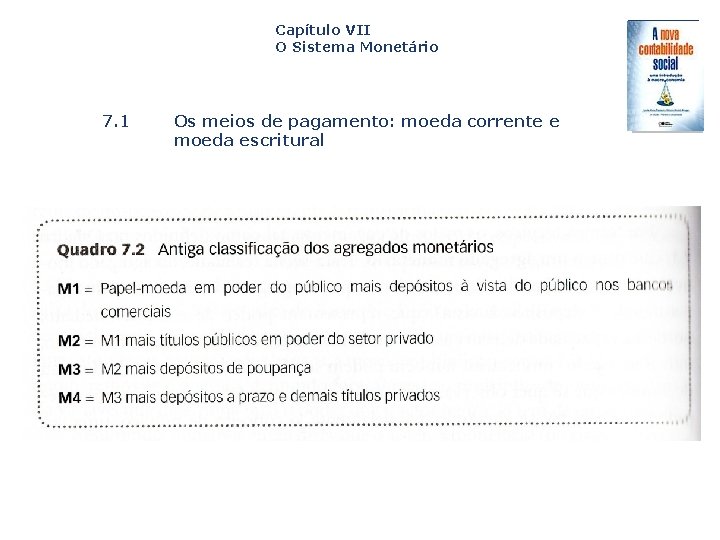 Capítulo VII O Sistema Monetário 7. 1 Os meios de pagamento: moeda corrente e