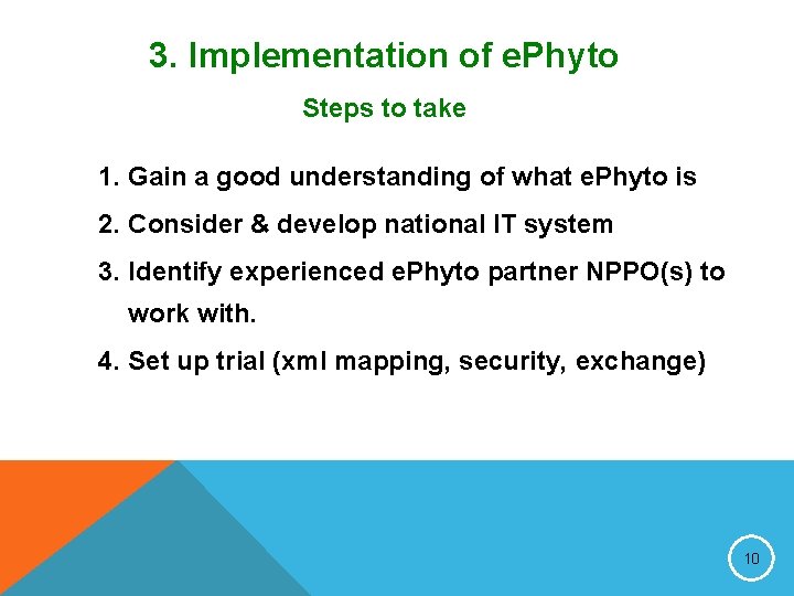 3. Implementation of e. Phyto Steps to take 1. Gain a good understanding of