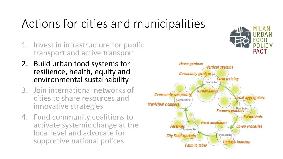 Actions for cities and municipalities 1. Invest in infrastructure for public transport and active