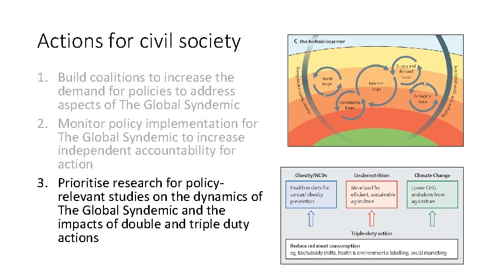 Actions for civil society 1. Build coalitions to increase the demand for policies to