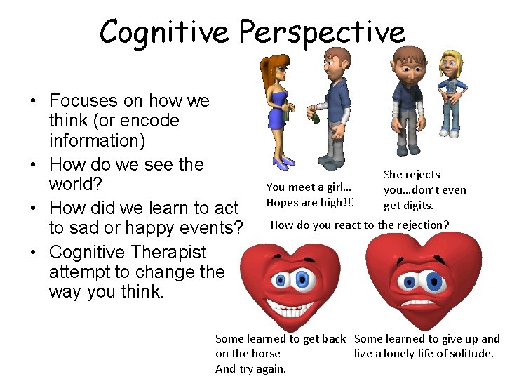 Cognitive Perspective • Focuses on how we think (or encode information) • How do