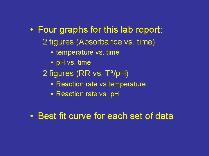  • Four graphs for this lab report: 2 figures (Absorbance vs. time) •