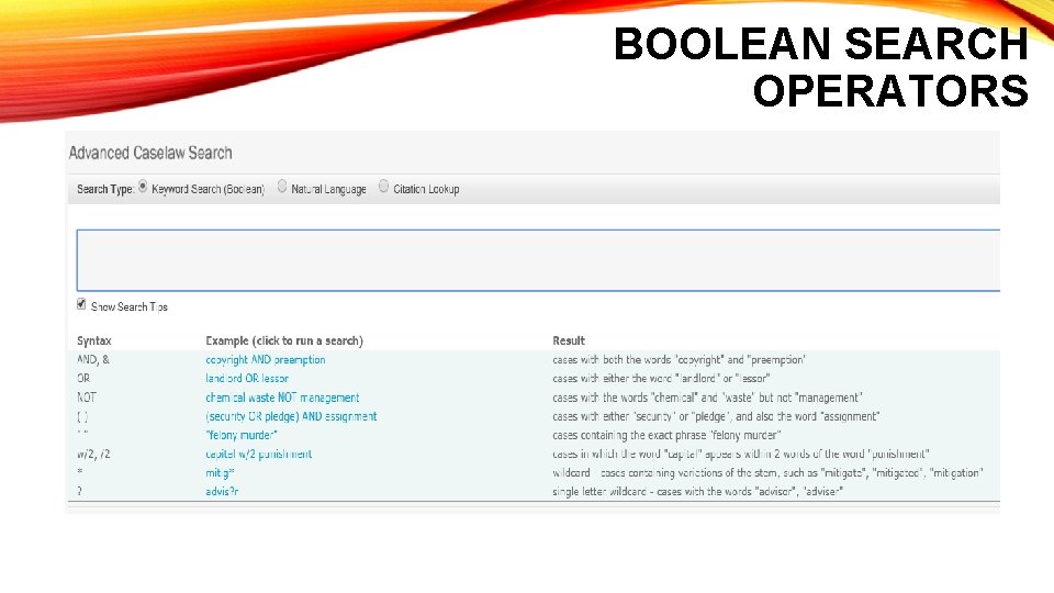 BOOLEAN SEARCH OPERATORS 