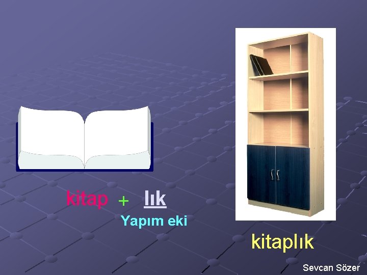 kitap + lık Yapım eki kitaplık Sevcan Sözer 