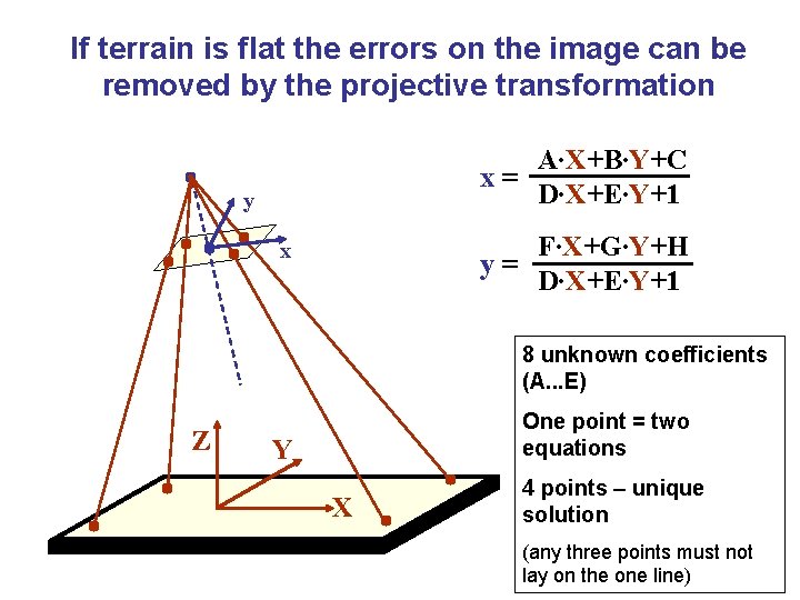 If terrain is flat the errors on the image can be removed by the