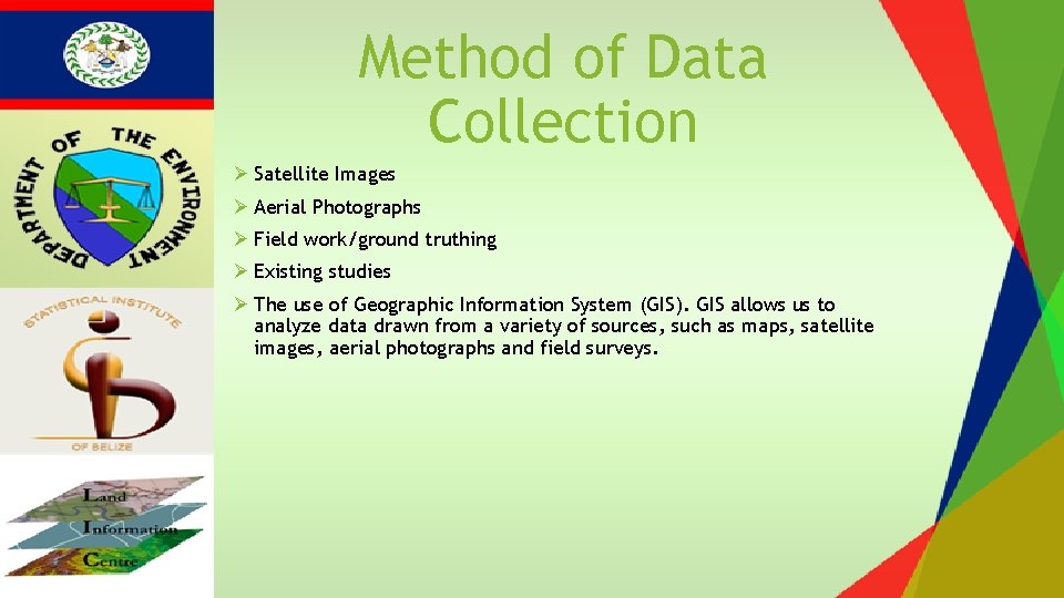 Method of Data Collection Ø Satellite Images Ø Aerial Photographs Ø Field work/ground truthing