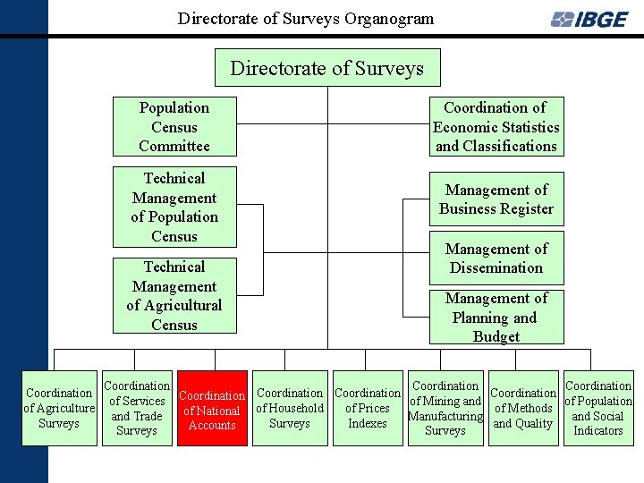 Directorate of Surveys Organogram Directorate of Surveys Population Census Committee Technical Management of Population