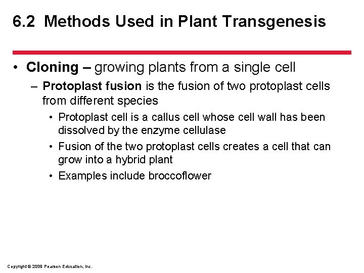 6. 2 Methods Used in Plant Transgenesis • Cloning – growing plants from a