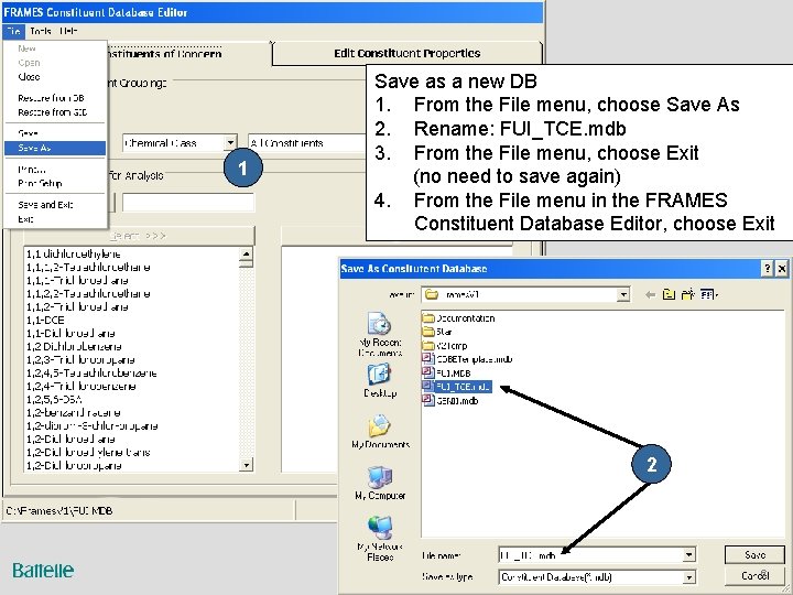 1 Save as a new DB 1. From the File menu, choose Save As