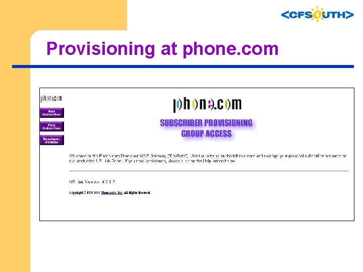 Provisioning at phone. com 