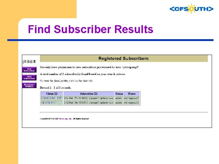 Find Subscriber Results 
