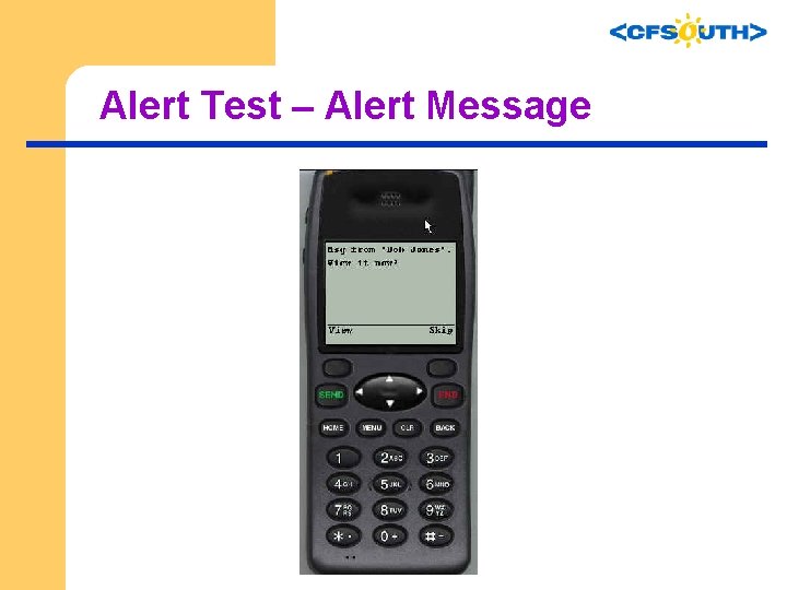 Alert Test – Alert Message 