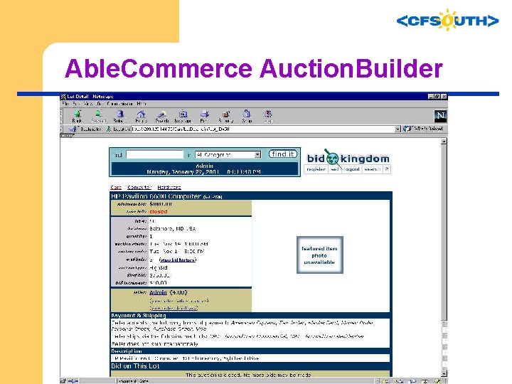 Able. Commerce Auction. Builder 