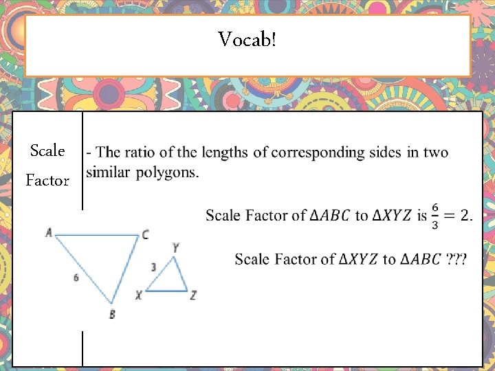 Vocab! Scale Factor 