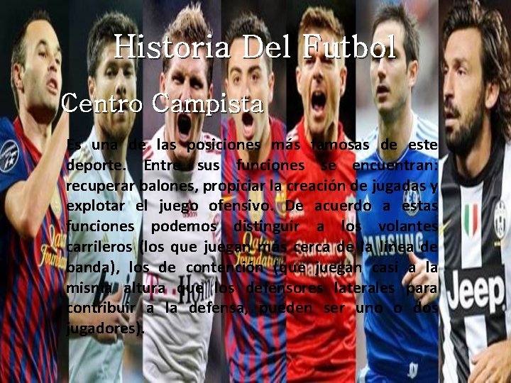 Historia Del Futbol Centro Campista Es una de las posiciones más famosas de este