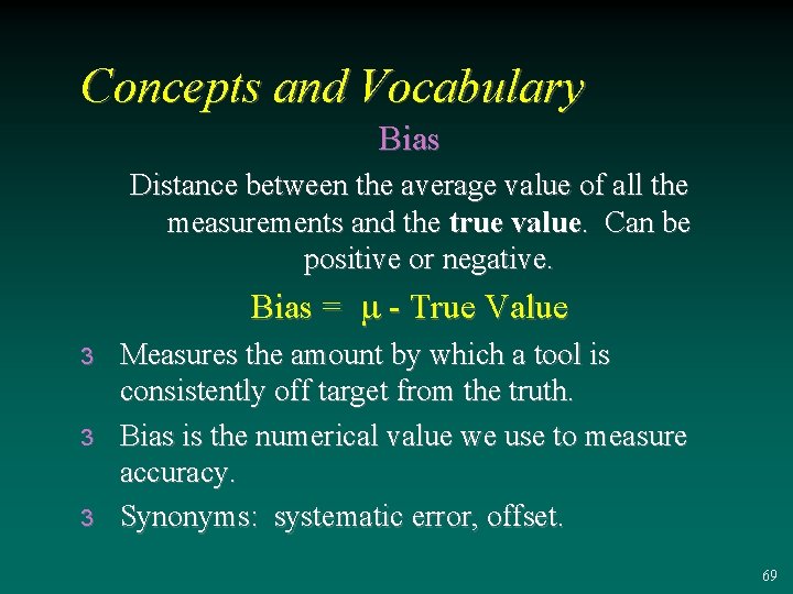 Concepts and Vocabulary Bias Distance between the average value of all the measurements and