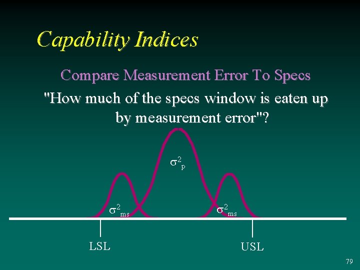 Capability Indices Compare Measurement Error To Specs "How much of the specs window is