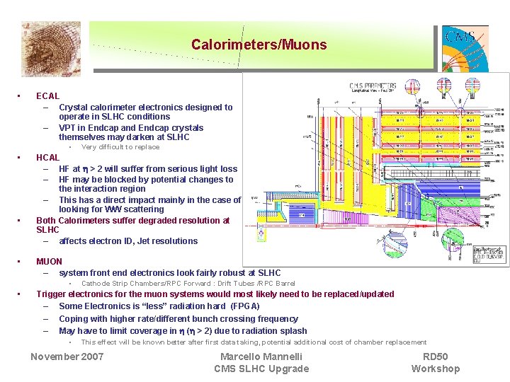 Calorimeters/Muons • ECAL – Crystal calorimeter electronics designed to operate in SLHC conditions –