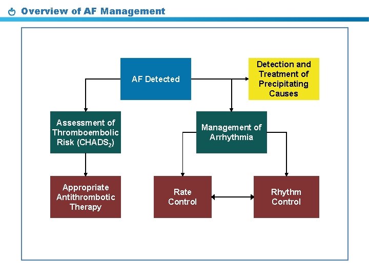 Overview of AF Management AF Detected Assessment of Thromboembolic Risk (CHADS 2) Appropriate Antithrombotic
