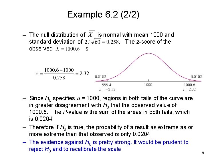 Example 6. 2 (2/2) – The null distribution of standard deviation of observed is