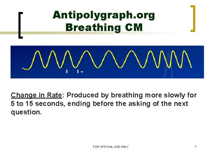 Antipolygraph. org Breathing CM Change in Rate: Produced by breathing more slowly for 5