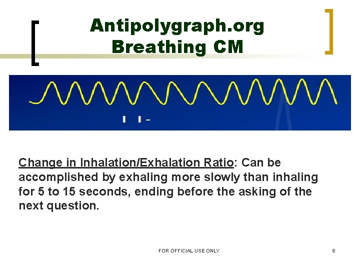 Antipolygraph. org Breathing CM Change in Inhalation/Exhalation Ratio: Can be accomplished by exhaling more