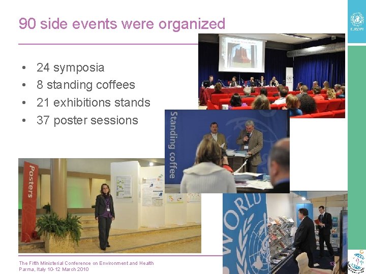 90 side events were organized • • 24 symposia 8 standing coffees 21 exhibitions