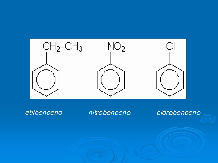 etilbenceno nitrobenceno clorobenceno 