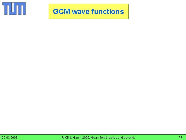 GCM-wavefunctions: Hg-194 GCM wave functions 20. 03. 2006 RIKEN, March 2006: Mean field theories