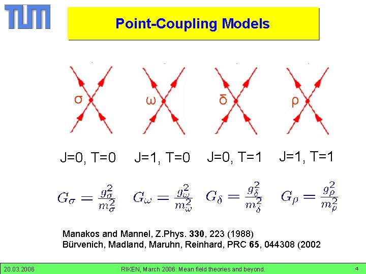 Point-Coupling Models σ J=0, T=0 ω J=1, T=0 δ J=0, T=1 ρ J=1, T=1