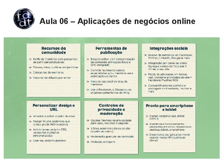 Aula 06 – Aplicações de negócios online 