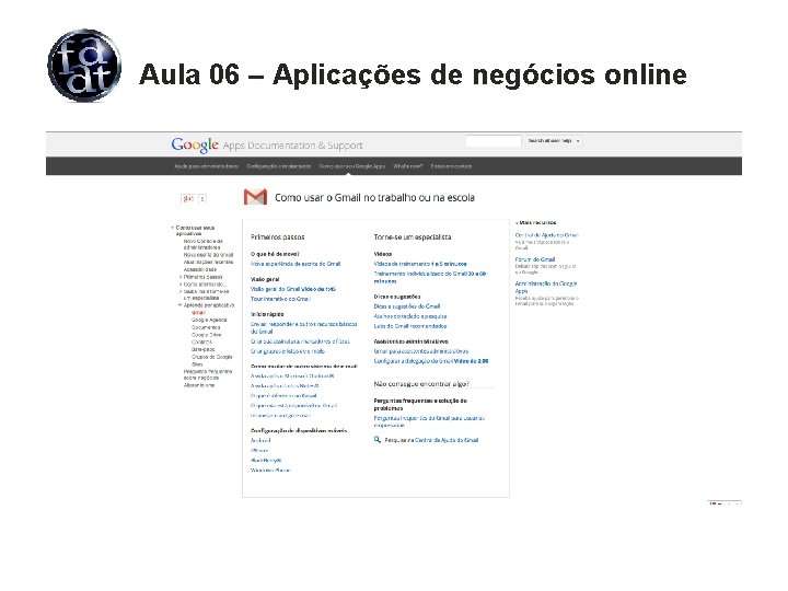 Aula 06 – Aplicações de negócios online 