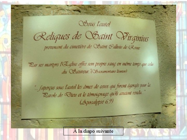 À la diapo suivante 
