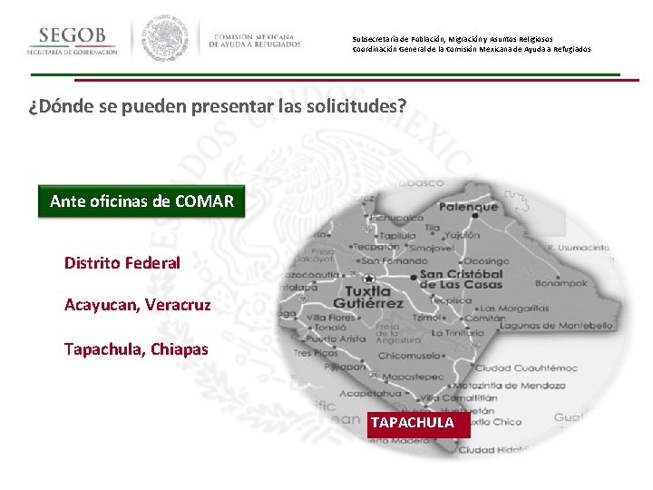 Subsecretaría de Población, Migración y Asuntos Religiosos Coordinación General de la Comisión Mexicana de