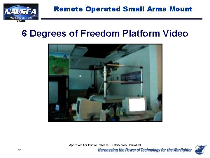 Remote Operated Small Arms Mount 6 Degrees of Freedom Platform Video Approved for Public