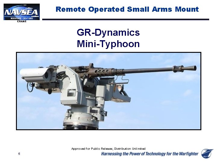 Remote Operated Small Arms Mount GR-Dynamics Mini-Typhoon Approved for Public Release; Distribution Unlimited 5
