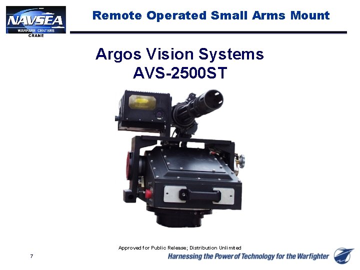 Remote Operated Small Arms Mount Argos Vision Systems AVS-2500 ST Approved for Public Release;