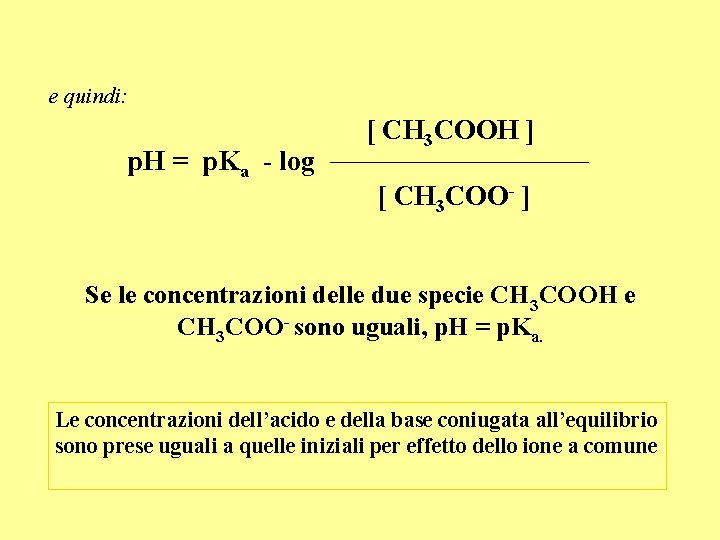 e quindi: p. H = p. Ka - log [ CH 3 COOH ]