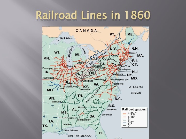 Railroad Lines in 1860 