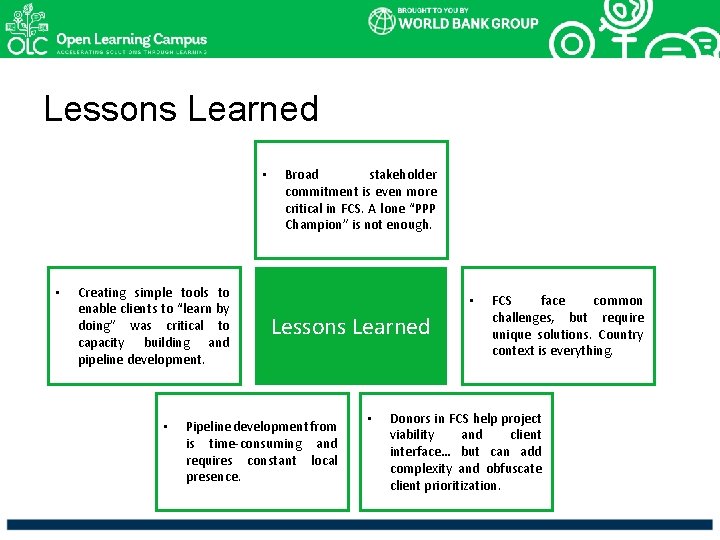 Lessons Learned • • Creating simple tools to enable clients to “learn by doing”