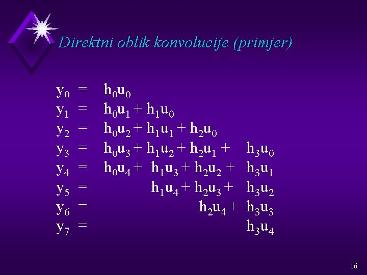 Direktni oblik konvolucije (primjer) y 0 y 1 y 2 y 3 y 4