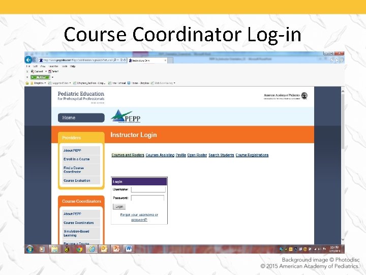 Course Coordinator Log-in 