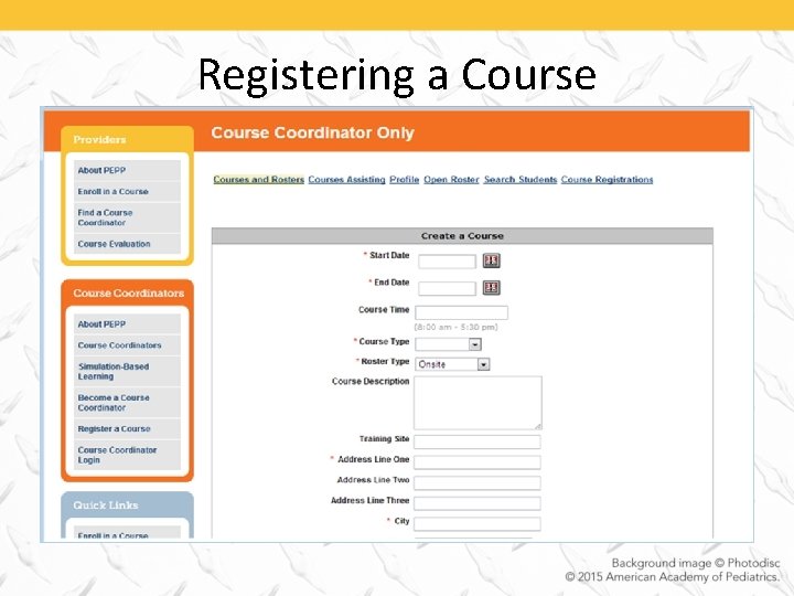 Registering a Course 