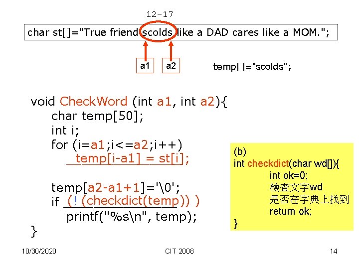 12 -17 char st[]="True friend scolds like a DAD cares like a MOM. ";