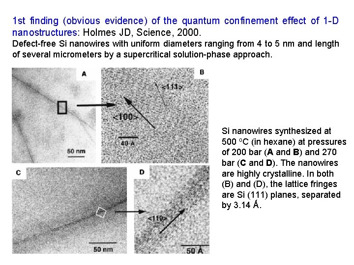 1 st finding (obvious evidence) of the quantum confinement effect of 1 -D nanostructures: